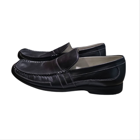 ALDO Men 11 Black Leather Loafers Contrast Stitching Office Formal Iconic Career main image 7